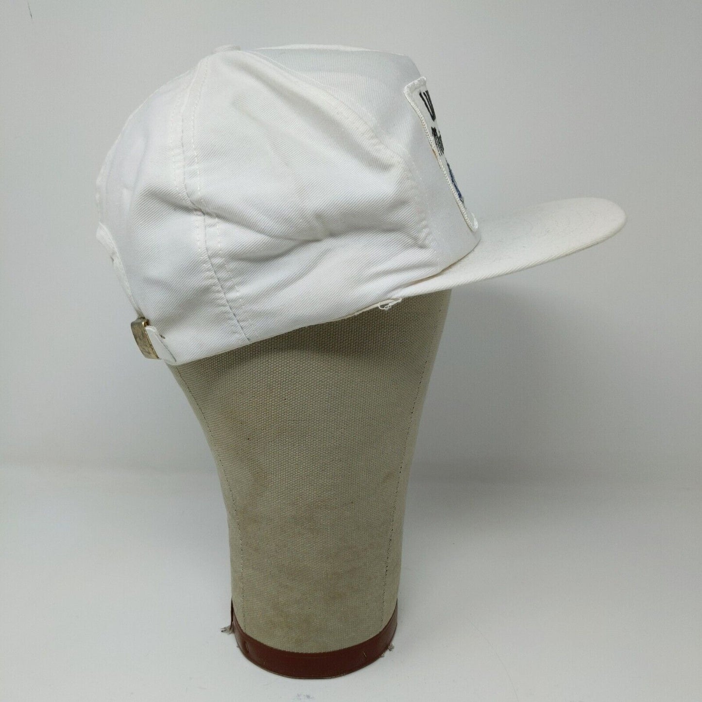 VINTAGE General Motors Hat White Strap Back Cap Trucker Patch Logo UAW GM 80s