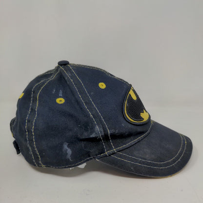 Batman DC Comics Boy's Strapback Hat Blue Yellow OSFM Embroidered Logo