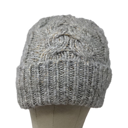 Time & Tru Women's Knit Beanie Hat Gray Tan One Size Fleece Lined