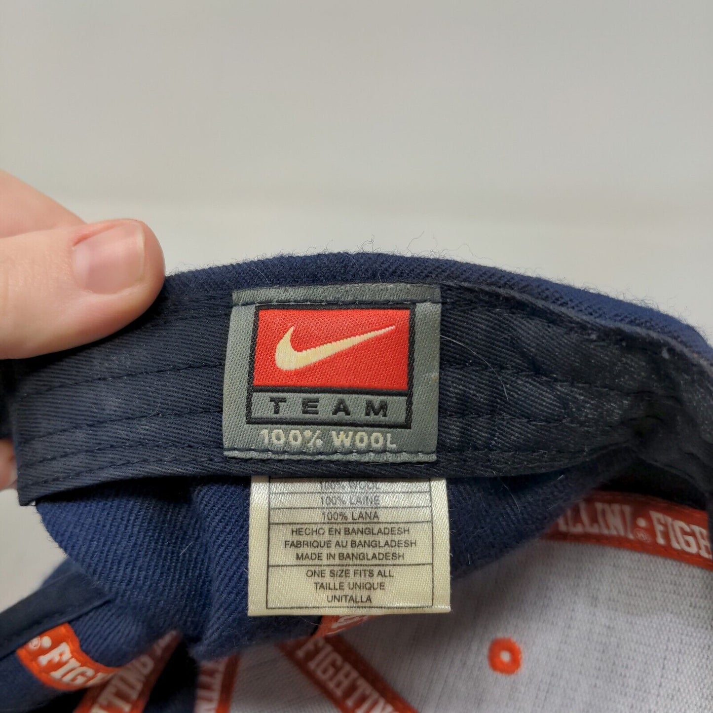 Nike Team Men's Fighting Illini Illinois Strapback Hat Blue OSFA 100% Wool