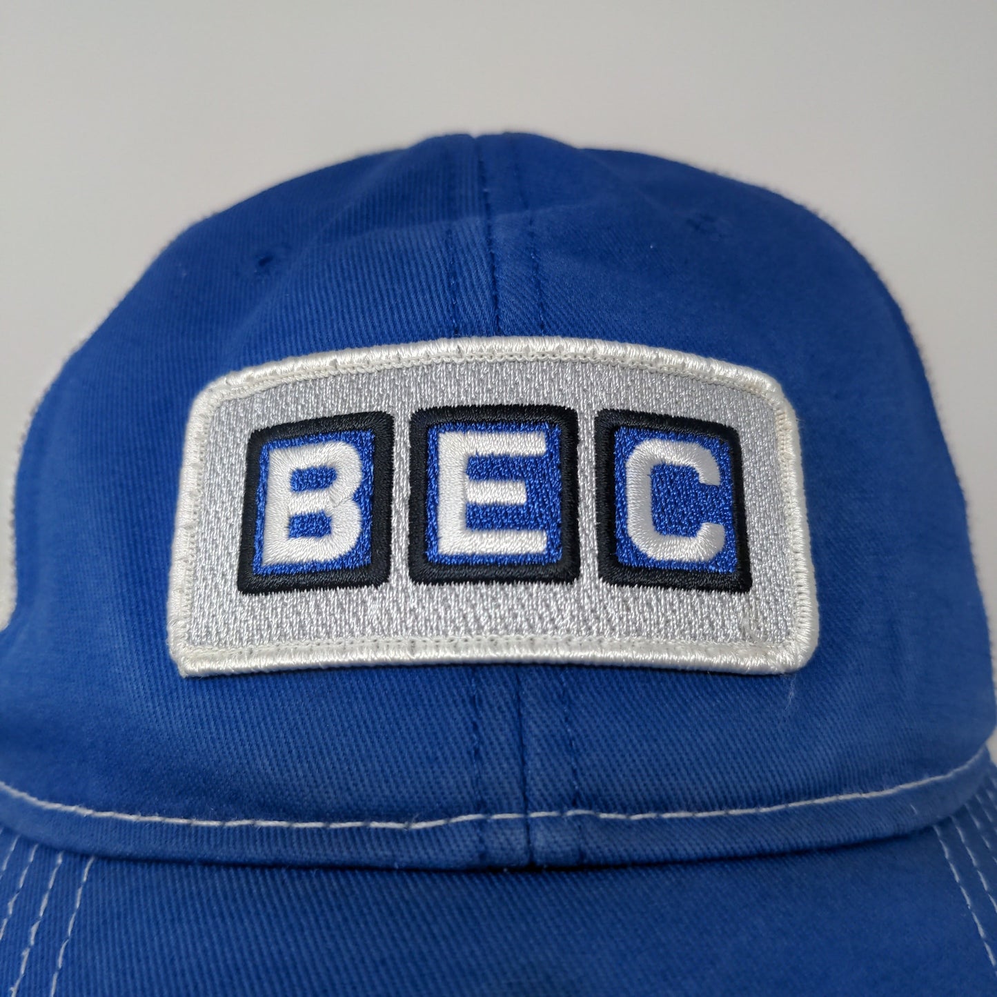 BEC Snapback Meshback Hat Embroidered Logo American Flag Blue White