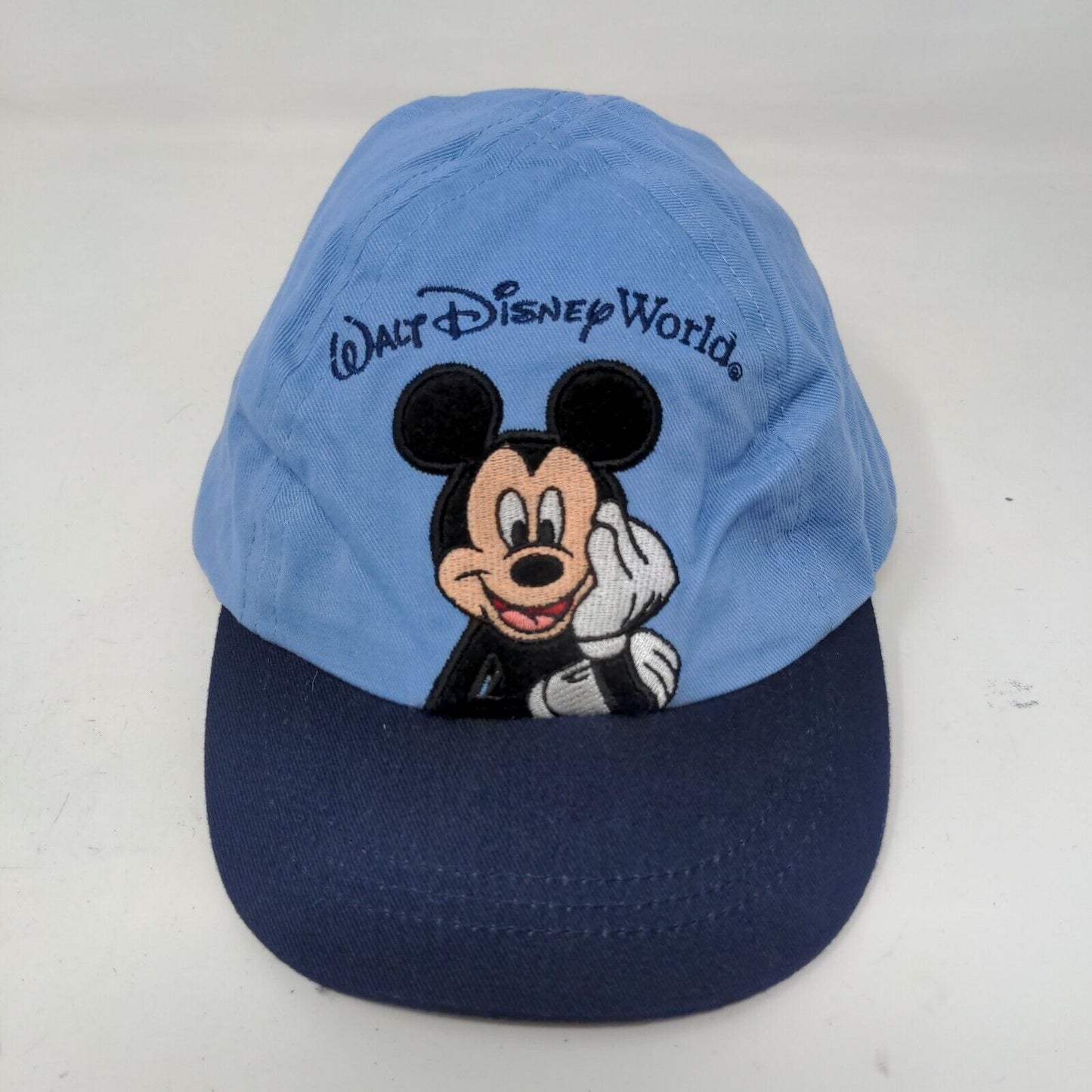 Walt Disney World Baby Boy's Hat Blue Stretchy Embroidered Mickey Mouse Logo