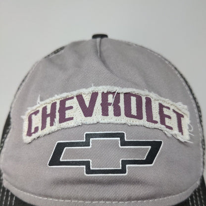 Chevrolet Men's Strapback Hat Gray Black Rough Patch and Graphic Logo