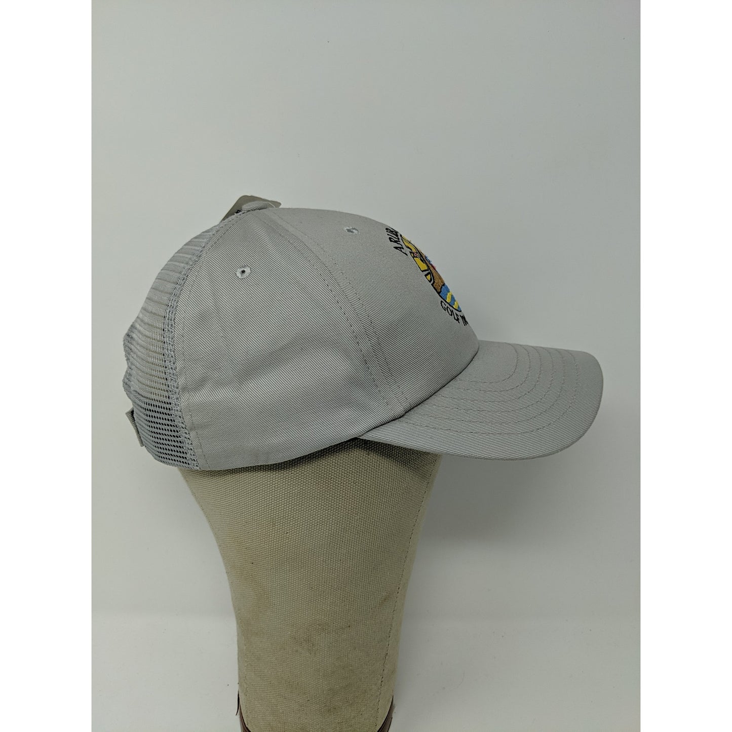 Rare SAMPLE Mens Aruba Way Golf Tournament Hat Gray Mesh Back Strapback