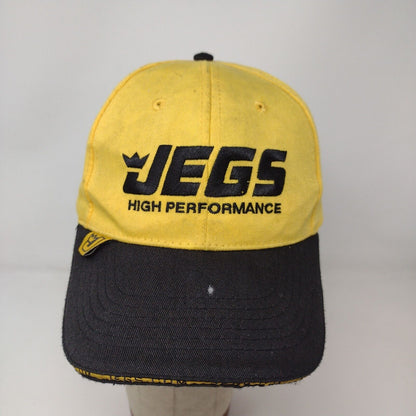 Jegs High Performance Mens Strapback Hat Yellow Black Embroidered Logo