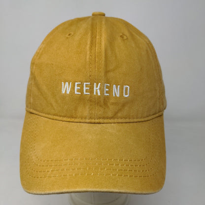 Francesca's Women's Slideback Hat Yellow Size OS Embroidered Weekend Logo