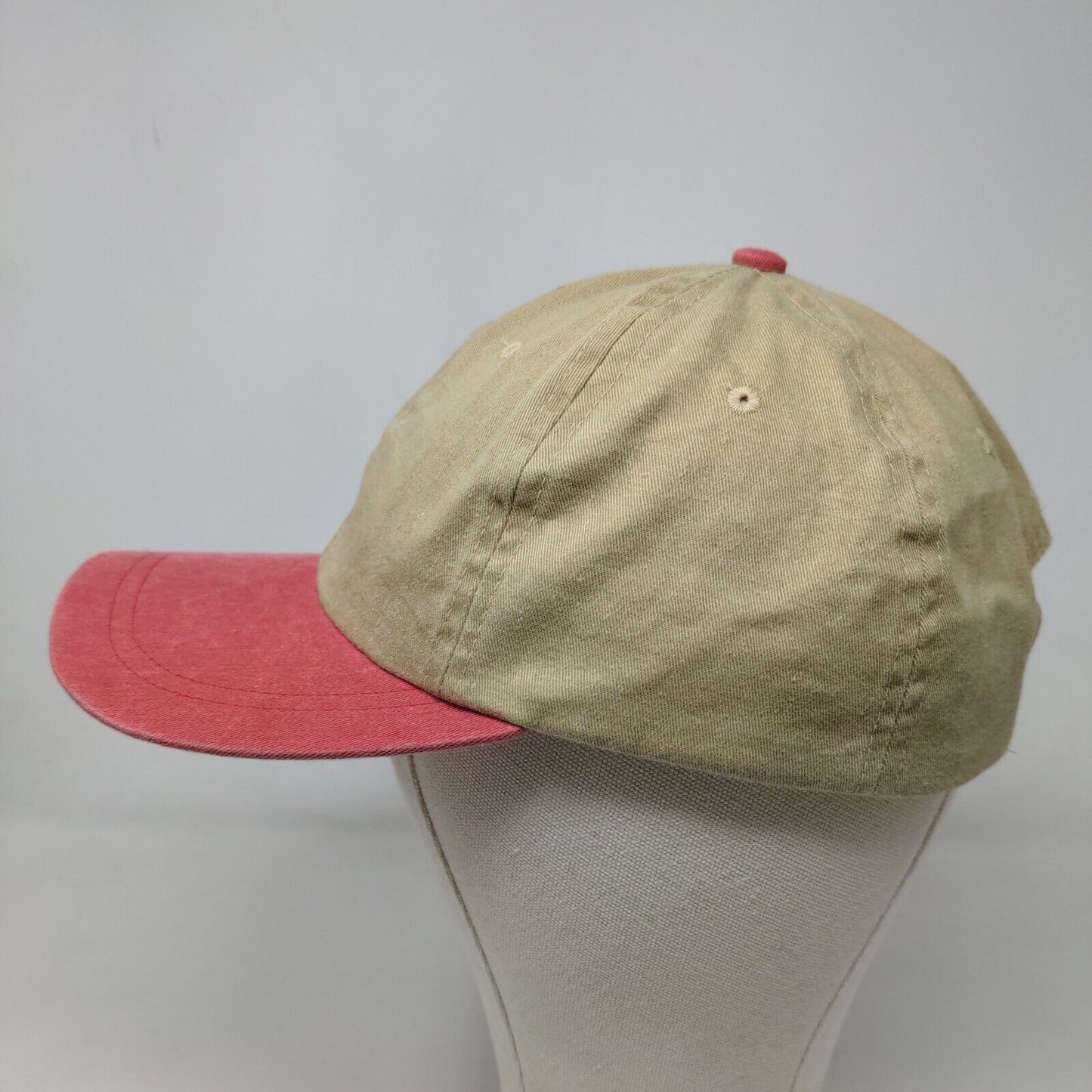 San Son Men's Slideback Hat Tan Red Size OSFA Blank Vent Holes Adjustable