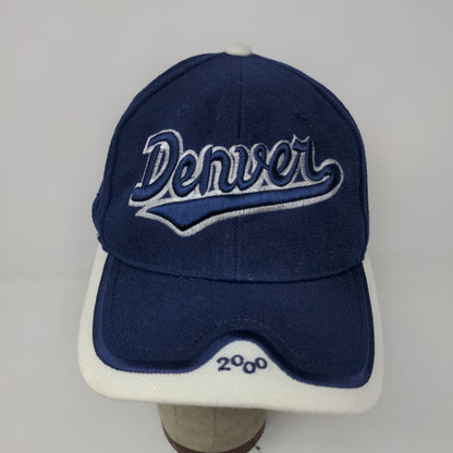 Vintage Y2K Hunter Strapback Hat Denver 2000 Blue Embroidered Logo