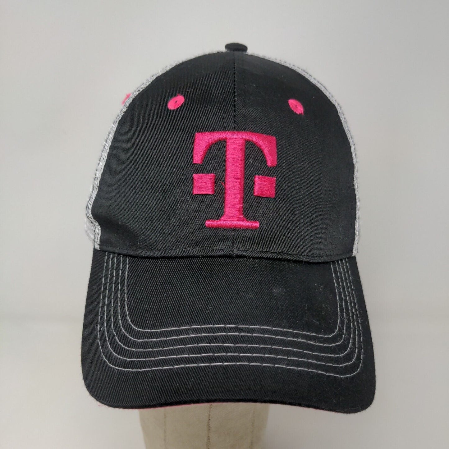 T Mobile Mens Snapback Hat Black Gray Adjustable Mesh Back Embroidered Logo