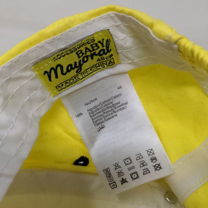 Mayoral Baby Hat Stretchy Yellow Size 14x25CM Embroidered Logo 100% Cotton