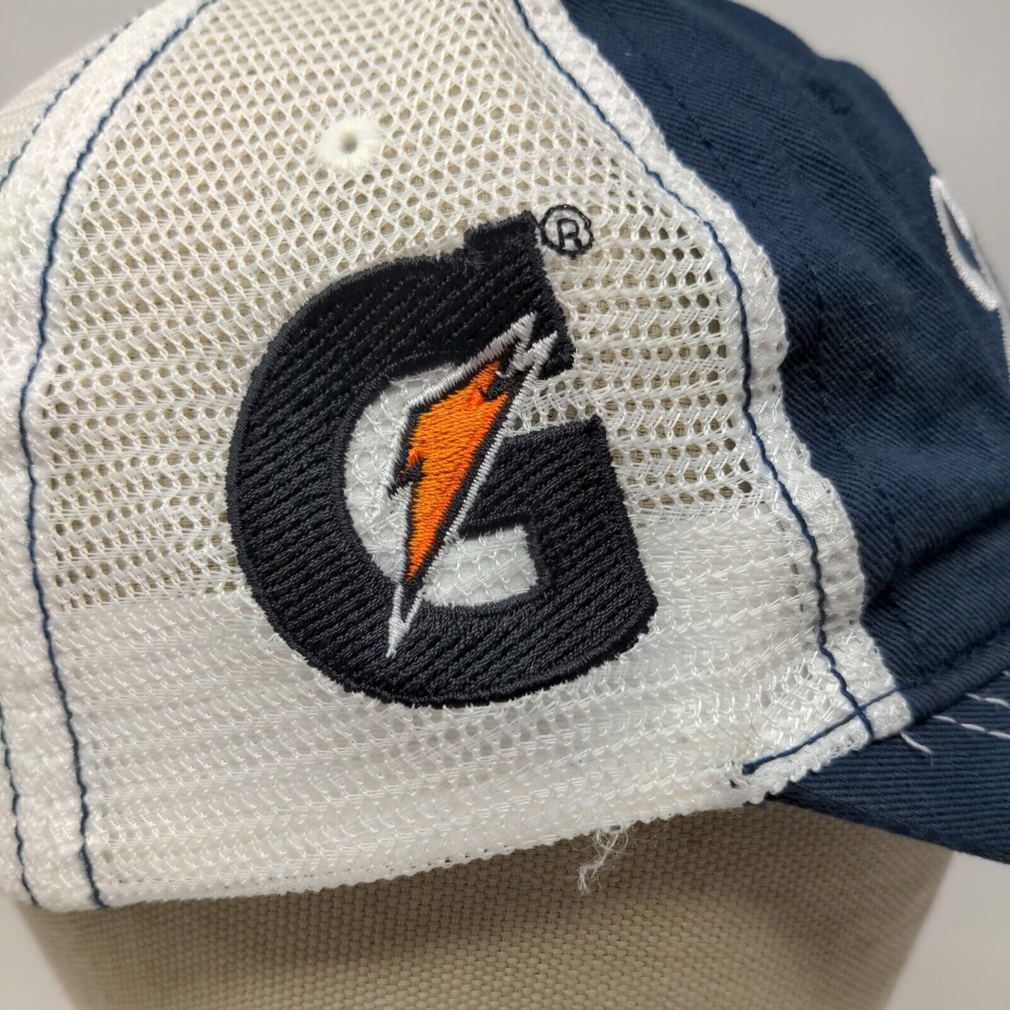 District Men's Zero Zone Gold Club Strapback Mesh Back Hat Blue White Gatorade