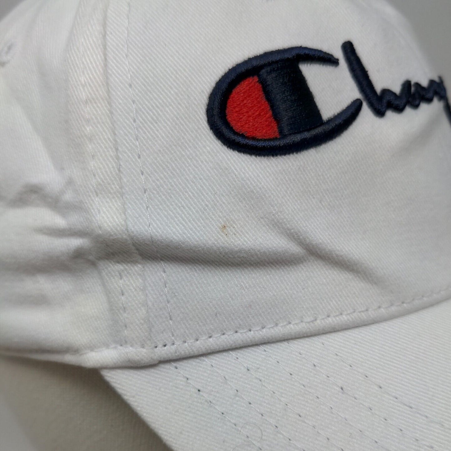 Champion Men's Slideback Hat White Size OSFM Embroidered Big Logo Cotton