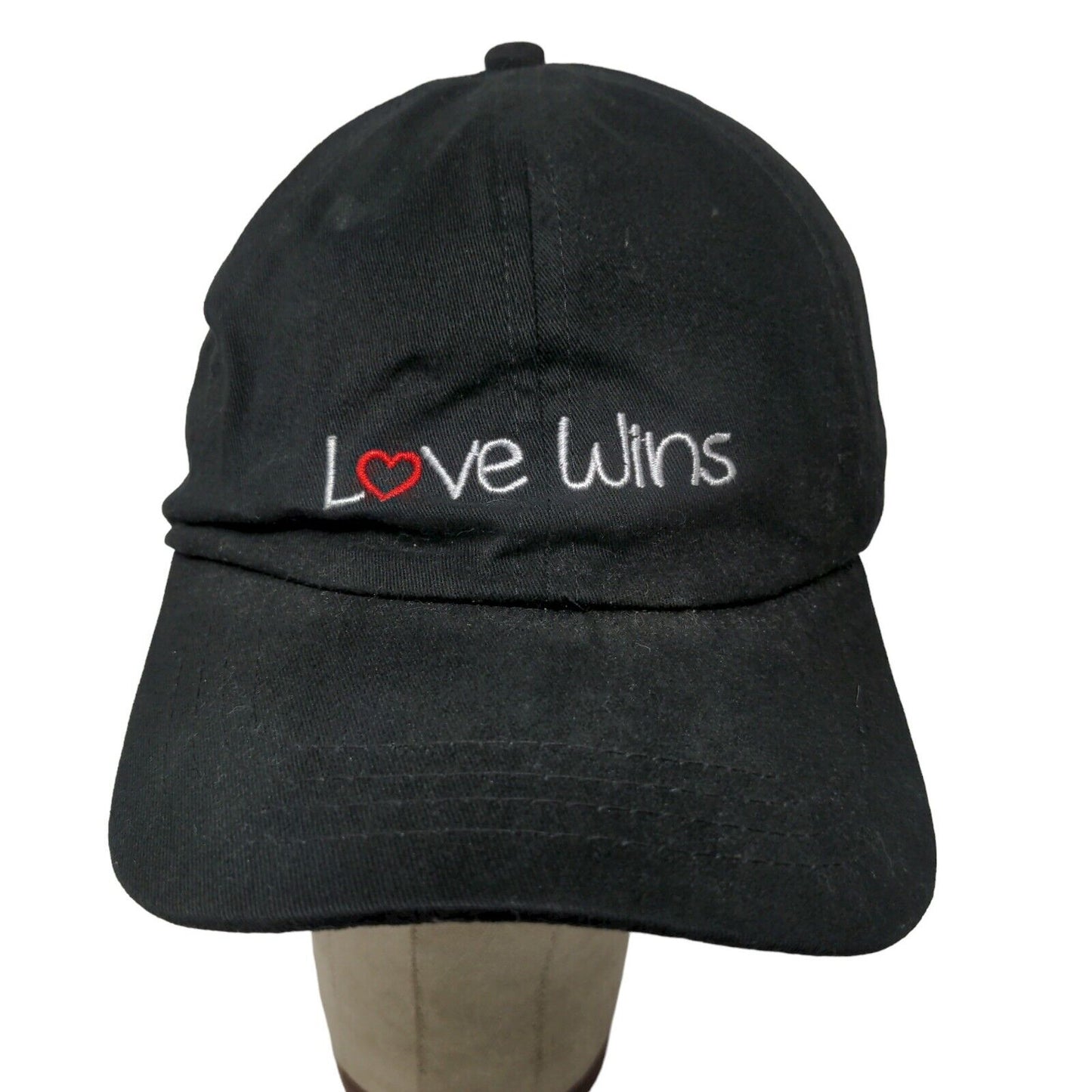 Love Wins Mens Strapback Hat Black Adjustable Embroidered Logo