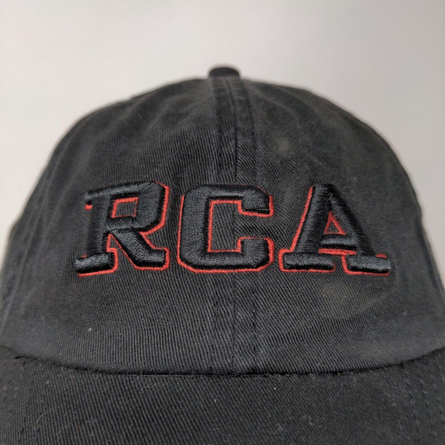 RCA Embroidered Strapback Hat Cap Black Red Accents 100% Cotton