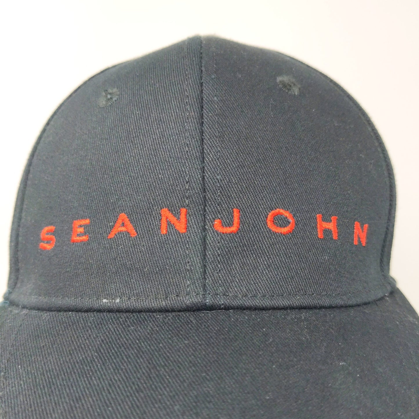Sean John Cologne Fragrance Snapback Hat Embroidered Logo Spell Out Black