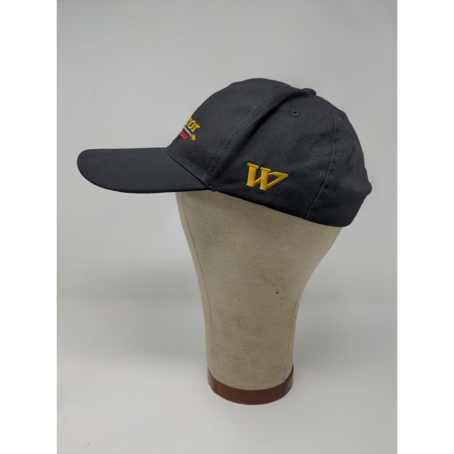 Warrior Custom Golf Slideback Hat Black Embroidered Logo Spell Out