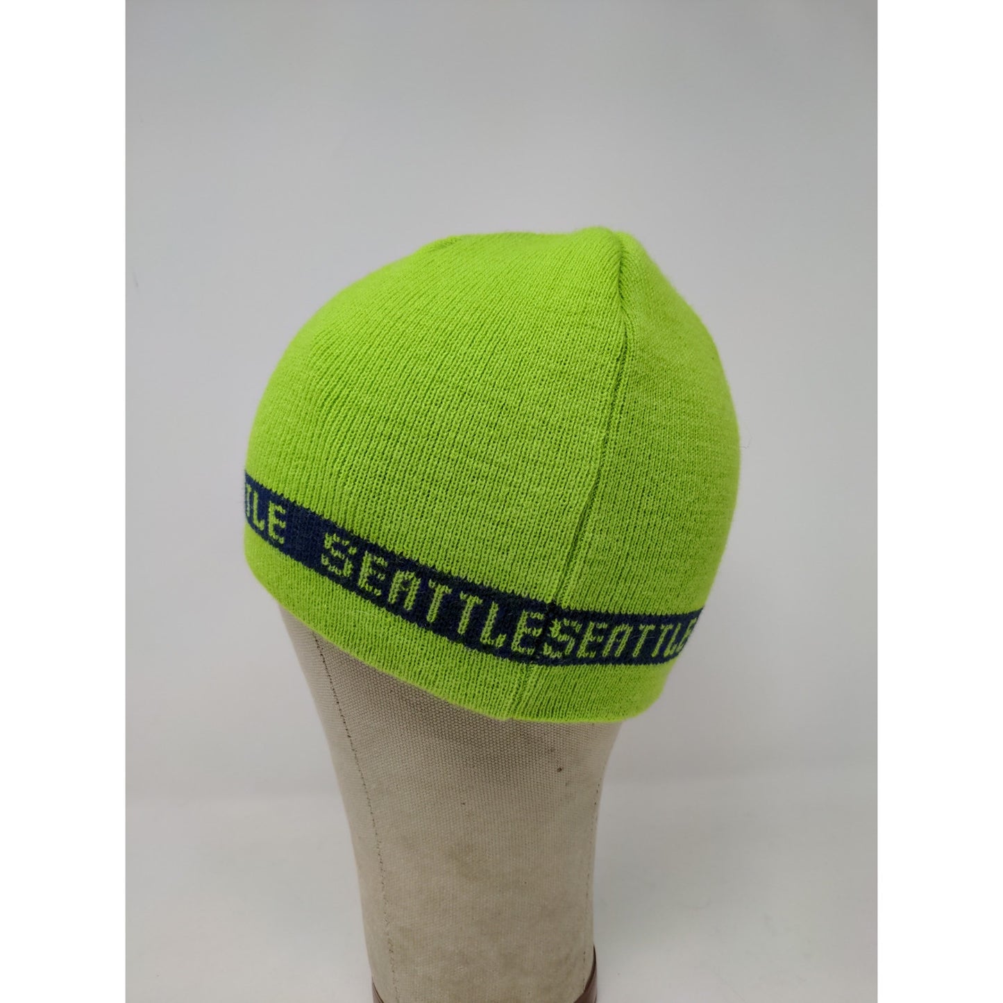 Seattle Men's Knit 100% Acrylic Beanie Hat Green OSFA Spell Out