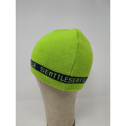 Seattle Men's Knit 100% Acrylic Beanie Hat Green OSFA Spell Out