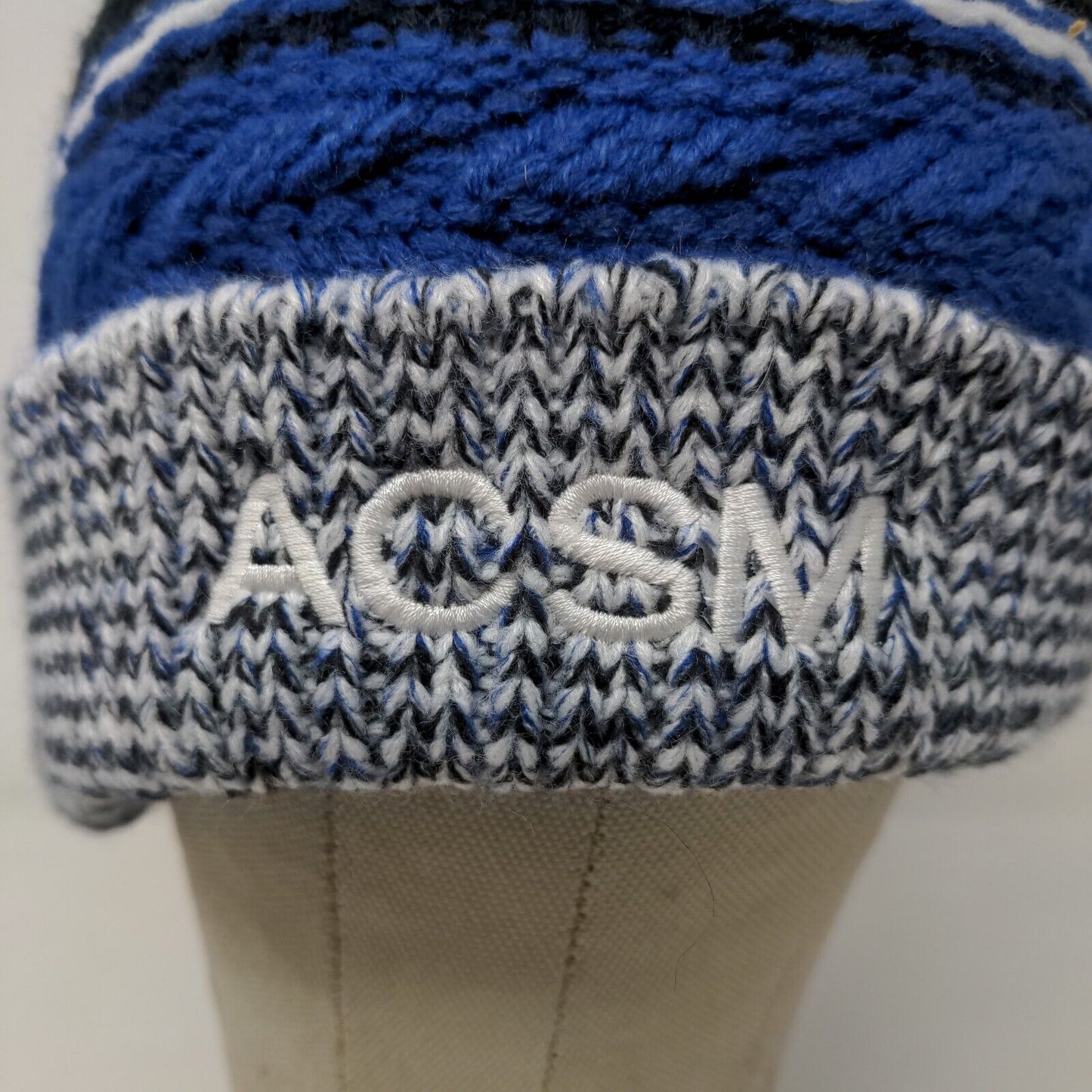 Sport-Tek Men's ACSM Knit Beanie Hat Multicolor Striped Acrylic Embroidered Logo
