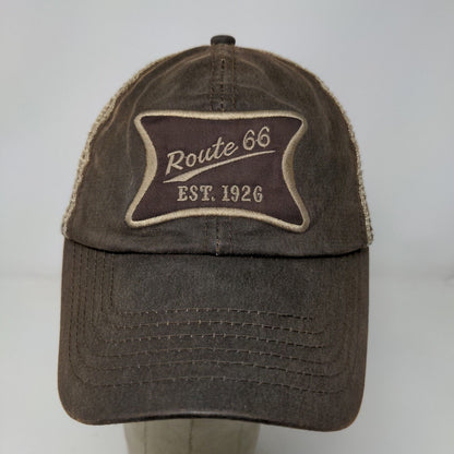 Route 66 Royal Resortwear Strapback Hat Brown Adjustable Mesh Back Embroidered