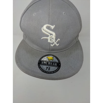 MLB Chicago White Sox Fitted Hat Size 7 3/8 Gray Big Bear Cap Embroidered Logo