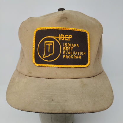Vintage IBEP Indiana Beef Evaluation Program Snapback Trucker Hat Tan Brown