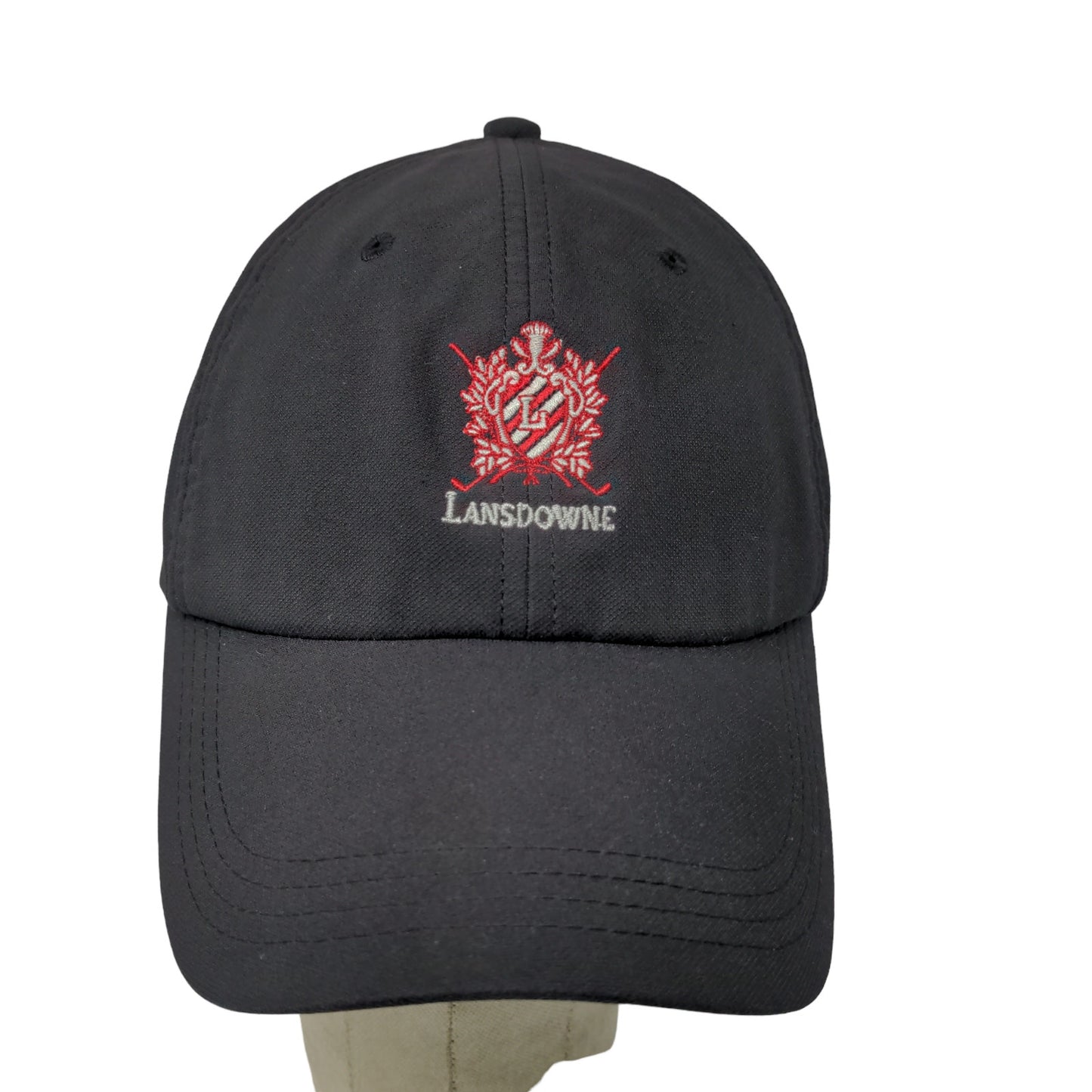 Lansdowne Golf Strapback Hat Black One Size Embroidered Logo