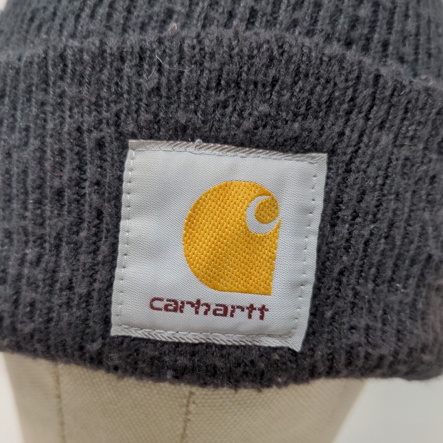 Carhartt Men's Beanie Hat Cap Black Patch Logo Outdoor Knit Warm