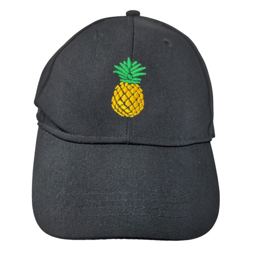 Cruise Club Men's Strapback Hat Black Adjustable Embroidered Pineapple Logo