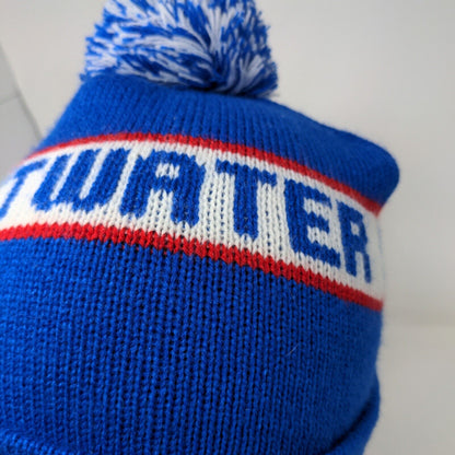 Cap America Men's Knit Beanie Hat Cap Blue Sweetwater Made in USA Pom Pom