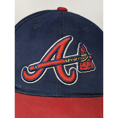 Atlanta Braves Team MLB Baseball Hat Strapback Cap OSFM Blue & Red Embroidered