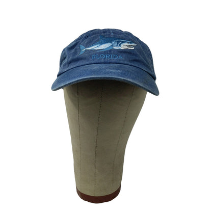 Distinctive Headwear Men's Florida Twill Strapback Hat Embroidered Shark Blue