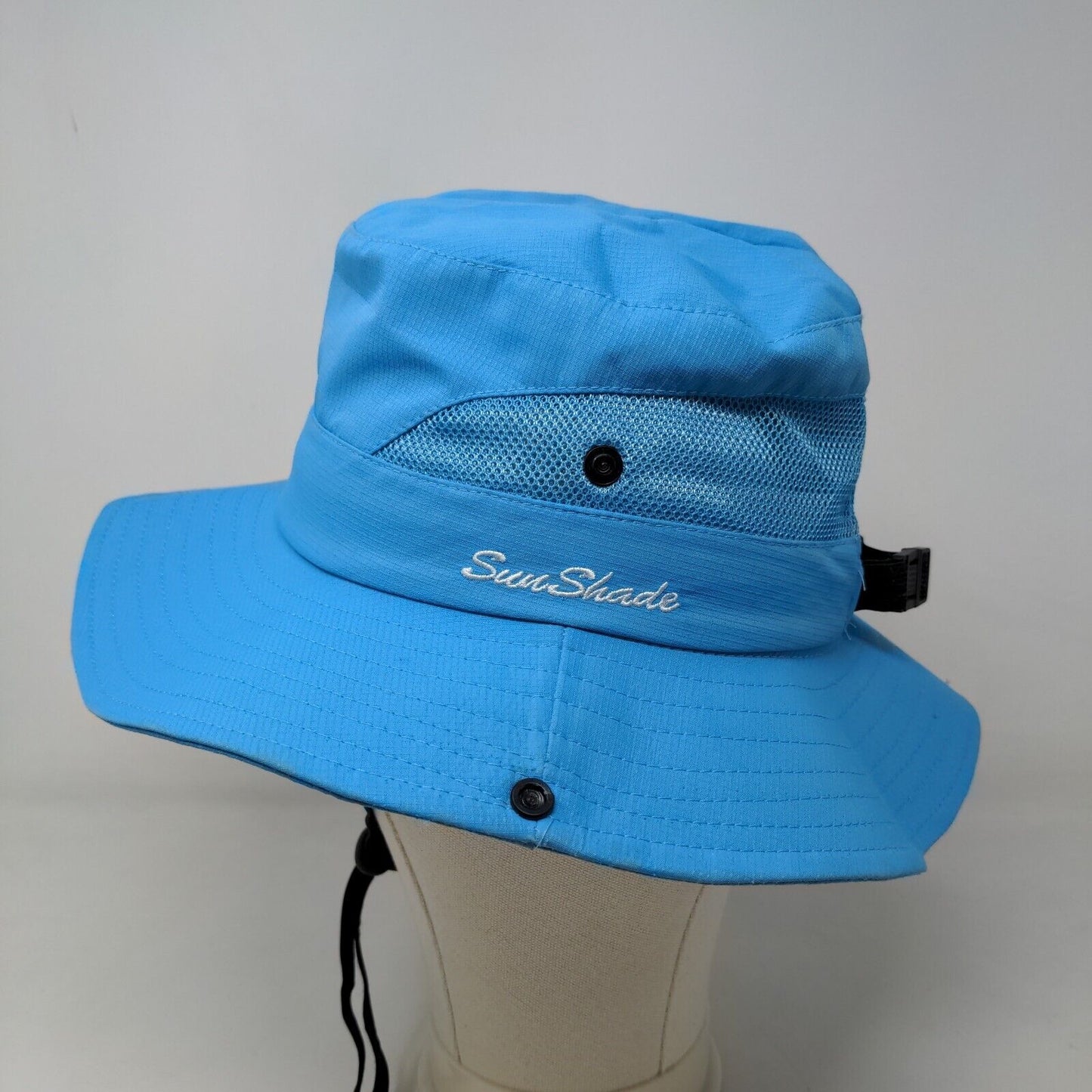 SunShade Men's Wide Brim Hat Blue Snapback Mesh 100% Polyester Drawstring