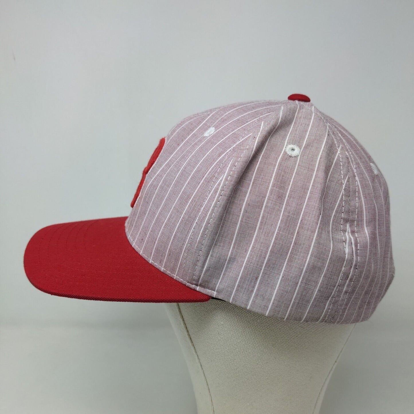 American Neelde Men's Slideback Hat Red Pinstriped Embroidered Brooklyn Dodgers