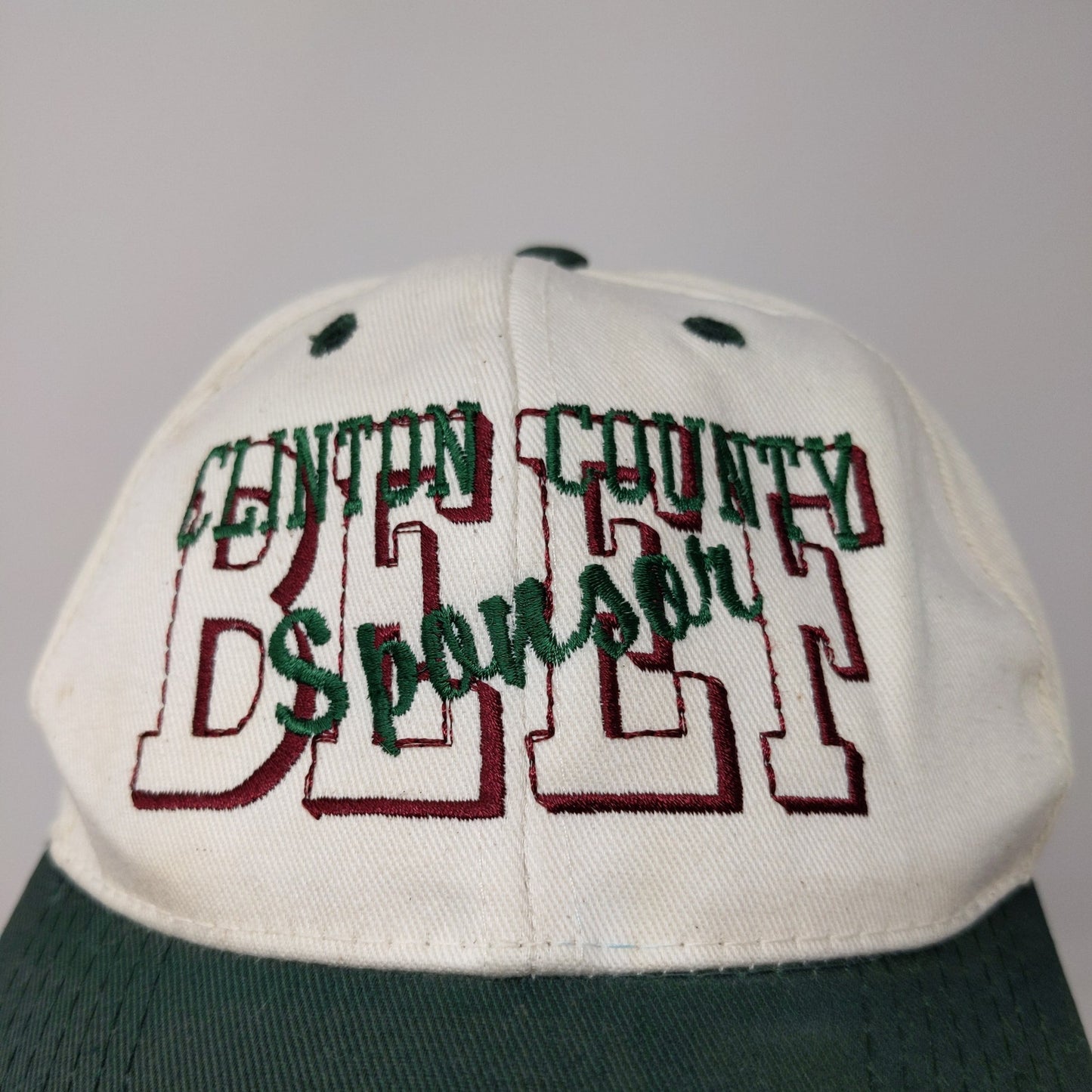Toppers Clinton County BEEF Snapback Hat White Green Embroidered Text OSFA