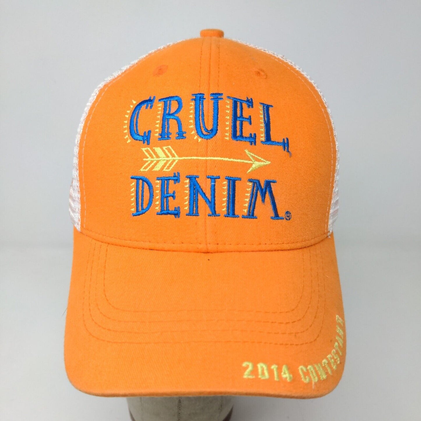 Cruel Denim Men's Strapback Mesh Back Hat Orange White Adjustable 2014