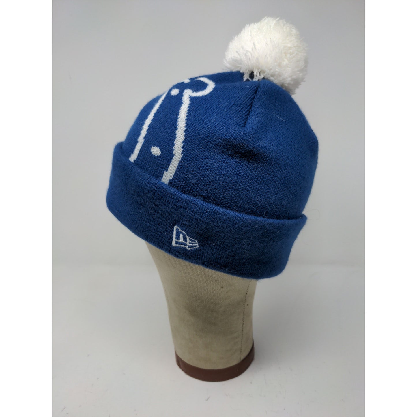 New Era NFL Indianapolis Colts Football Beanie Hat Embroidered Logo Pom Pom Blue