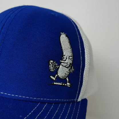 Richardson Style 112 Meshback Snapback Hat Embroidered Drunk Sausage Blue White