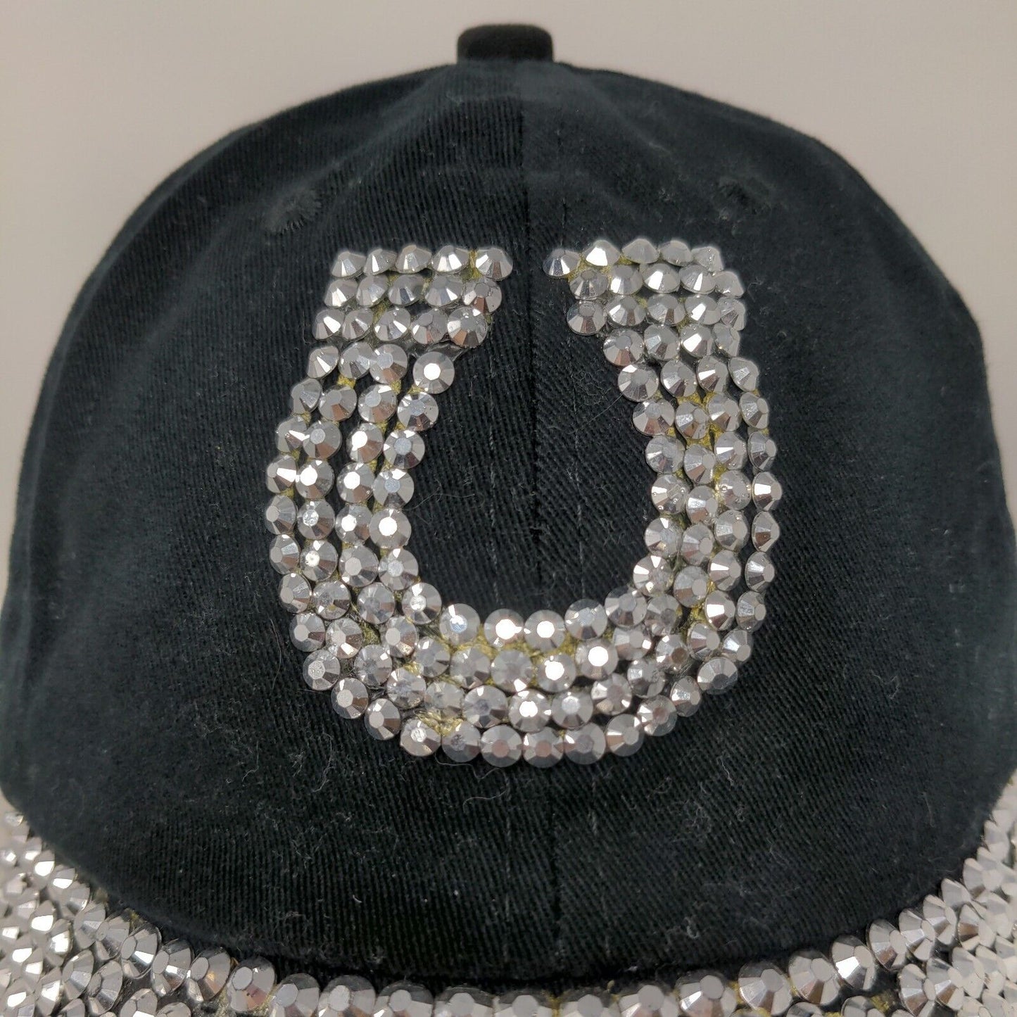 Horseshoe Studded Black Baseball Hat Cap Slide Back Adjustable Horse Logo