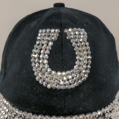 Horseshoe Studded Black Baseball Hat Cap Slide Back Adjustable Horse Logo