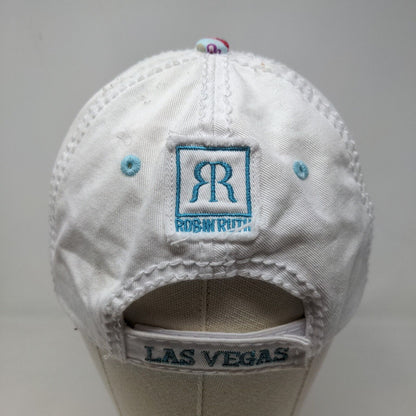 Robin Ruth Women's Strapback Hat White Blue Embroidered Las Vegas Logo