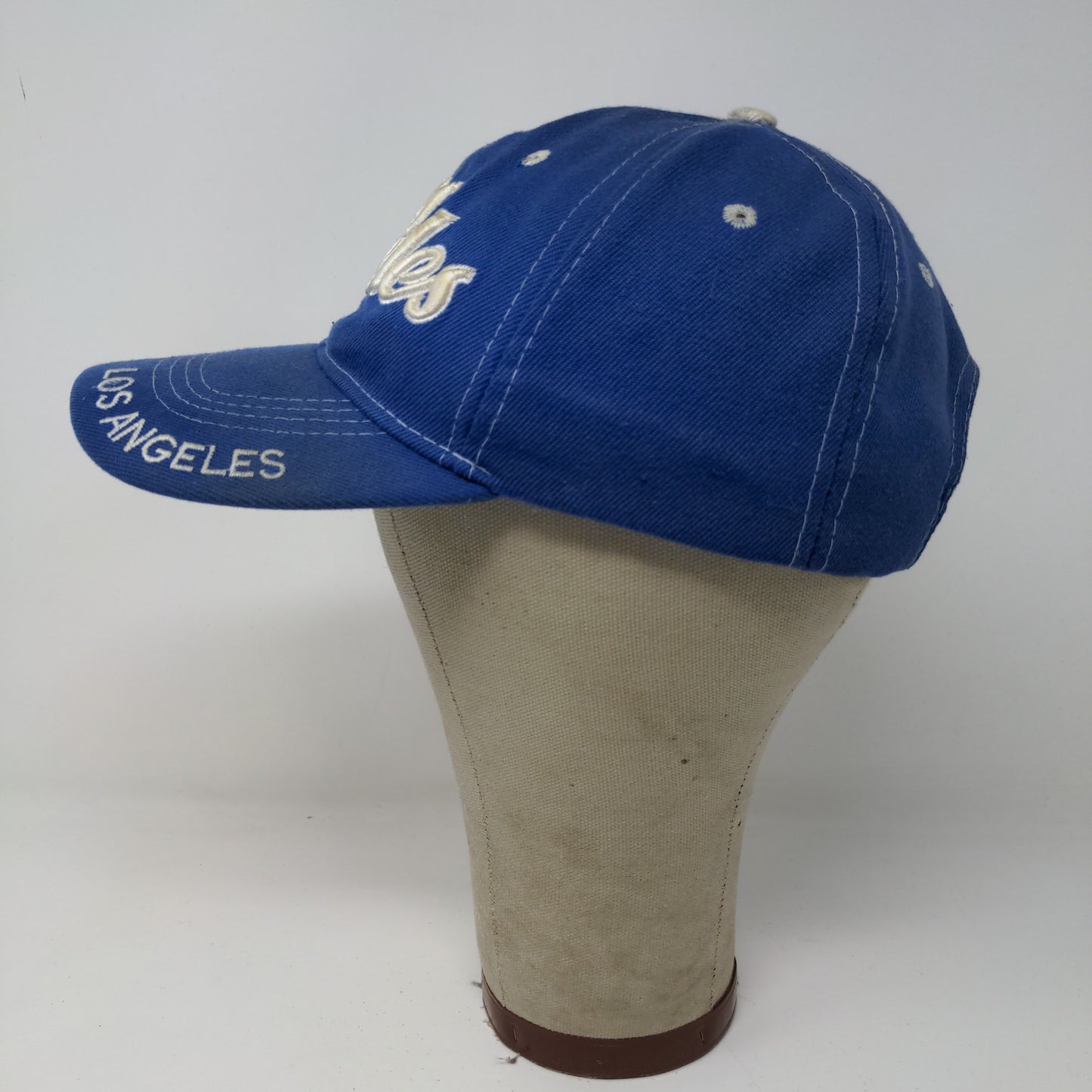 Los Angeles LA Strapback Hat Embroidered Spell Out Blue White Acrylic