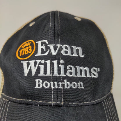Evan Williams Bourbon Men's Mesh Back Snapback Hat Black Tan Adjustable Logo