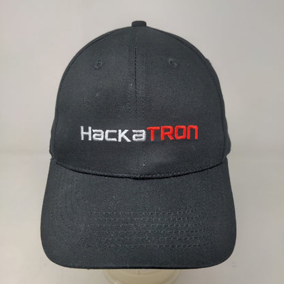 Unbranded Men's Slideback Hat Black Adjustable HackaTron Logo Embroidered