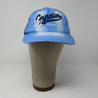 Cancun 74 Riviera Maya Slideback Hat Blue Embroidered Logo One Size Blue
