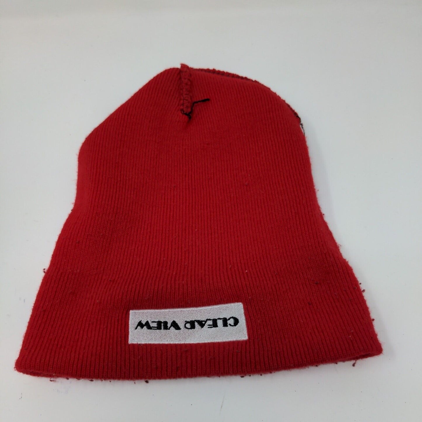 Clear View Red Winter Beanie Hat Cap Embroidered One Size Logo Spell Out