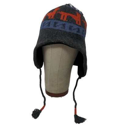 Unbranded Men's Knit Beanie Hat Gray OSFM Wool Blend Lined Llama Pattern