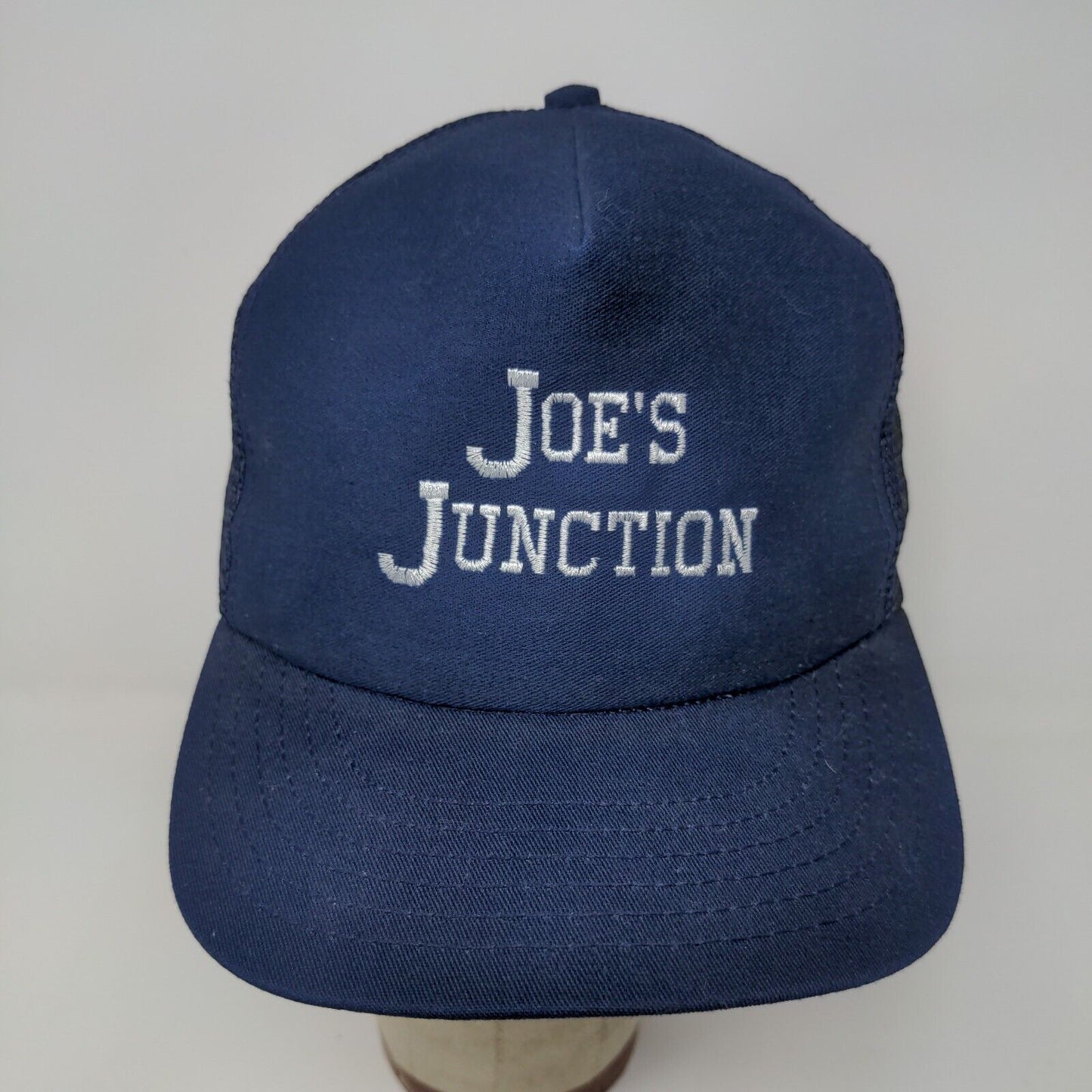 Joe's Junction Blue Snapback Meshback Hat Cap Made in USA Embroidered Spell Out