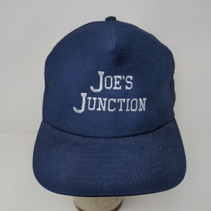 Joe's Junction Blue Snapback Meshback Hat Cap Made in USA Embroidered Spell Out