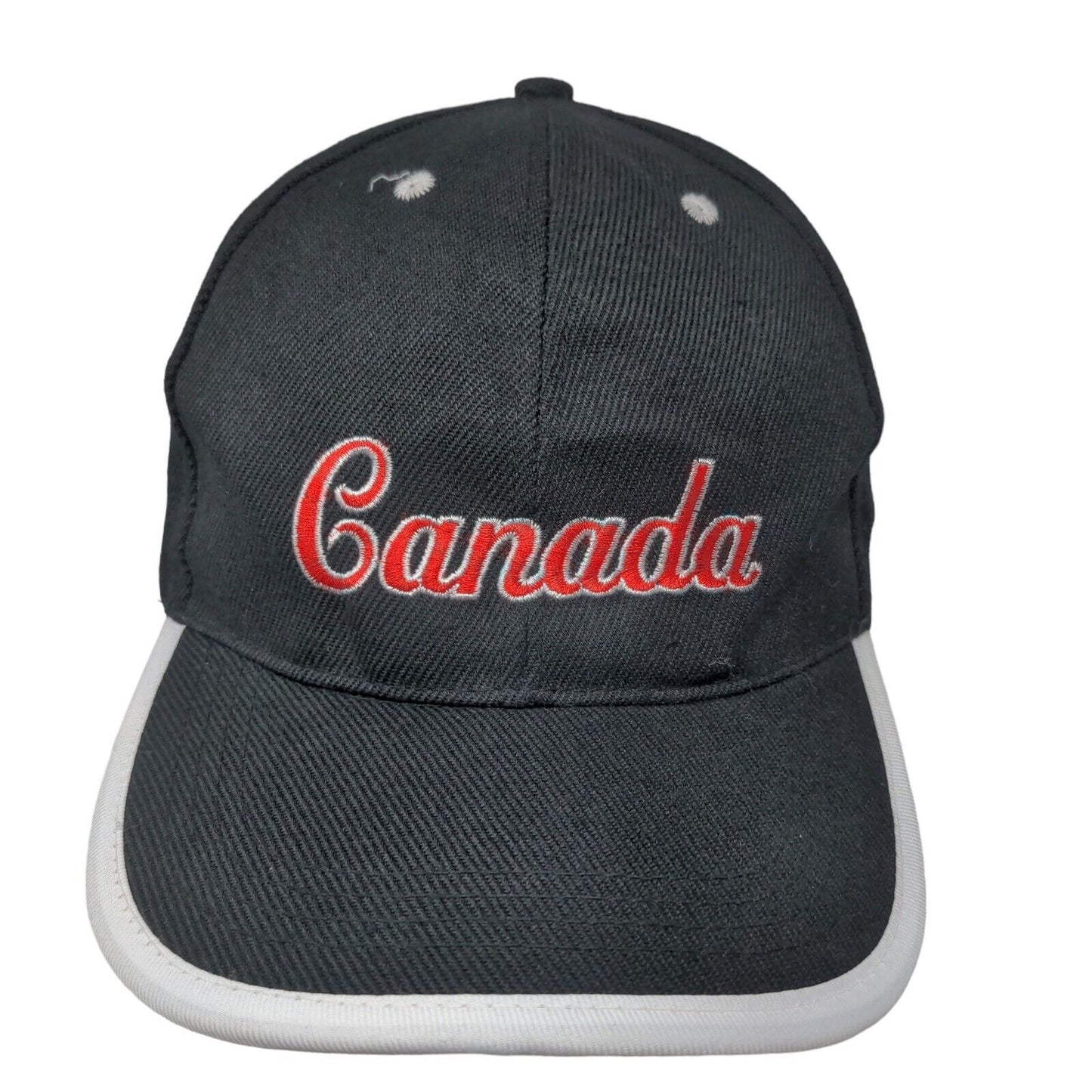 Unbranded Men's Strapback Hat Black Gray Adjustable Embroidered Canada Polyester